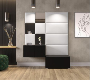 Flur Dielenmöbel Garderobenschrank Dielenschrank Schuhschrank Flurmöbel Set Spiegel  GF87