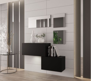 Flur Dielenmöbel Garderobenschrank Dielenschrank Schuhschrank Flurmöbel Set Spiegel  F45