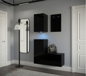 Flur Dielenmöbel Garderobenschrank Dielenschrank Schuhschrank Flurmöbel Set Spiegel  GF18