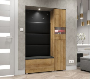 Flur Dielenmöbel Garderobenschrank Dielenschrank Schuhschrank Flurmöbel Set Spiegel  GF84