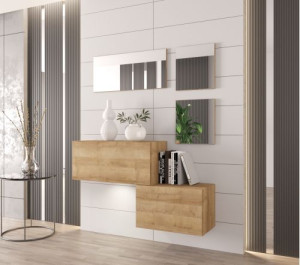 Flur Dielenmöbel Garderobenschrank Dielenschrank Schuhschrank Flurmöbel Set Spiegel  F45