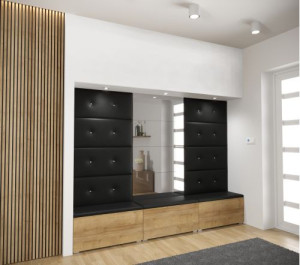 Flur Dielenmöbel Garderobenschrank Dielenschrank Schuhschrank Flurmöbel Set Spiegel  GF90