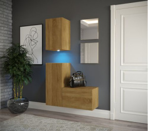 Flur Dielenmöbel Garderobenschrank Dielenschrank Schuhschrank Flurmöbel Set Spiegel  GF19