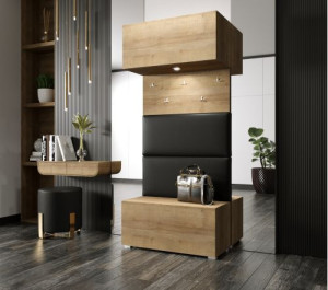 Flur Dielenmöbel Garderobenschrank Dielenschrank Schuhschrank Flurmöbel Set Spiegel  GF77
