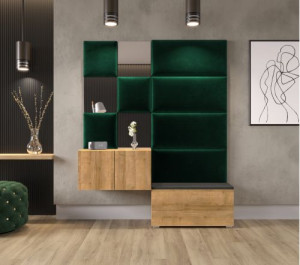 Flur Dielenmöbel Garderobenschrank Dielenschrank Schuhschrank Flurmöbel Set Spiegel  GF87