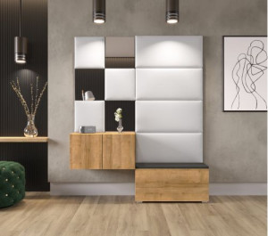 Flur Dielenmöbel Garderobenschrank Dielenschrank Schuhschrank Flurmöbel Set Spiegel  GF87