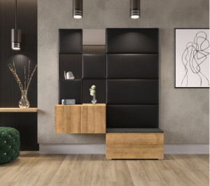 Flur Dielenmöbel Garderobenschrank Dielenschrank Schuhschrank Flurmöbel Set Spiegel  GF87