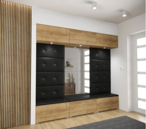 Flur Dielenmöbel Garderobenschrank Dielenschrank Schuhschrank Flurmöbel Set Spiegel  GF89