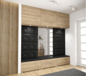 Flur Dielenmöbel Garderobenschrank Dielenschrank Schuhschrank Flurmöbel Set Spiegel  GF83