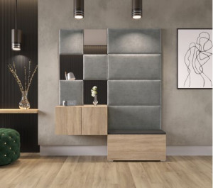 Flur Dielenmöbel Garderobenschrank Dielenschrank Schuhschrank Flurmöbel Set Spiegel  GF87