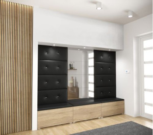 Flur Dielenmöbel Garderobenschrank Dielenschrank Schuhschrank Flurmöbel Set Spiegel  GF90