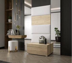 Flur Dielenmöbel Garderobenschrank Dielenschrank Schuhschrank Flurmöbel Set Spiegel  GF76