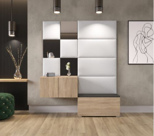 Flur Dielenmöbel Garderobenschrank Dielenschrank Schuhschrank Flurmöbel Set Spiegel  GF87