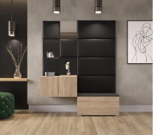 Flur Dielenmöbel Garderobenschrank Dielenschrank Schuhschrank Flurmöbel Set Spiegel  GF87