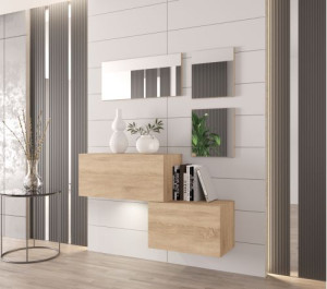 Flur Dielenmöbel Garderobenschrank Dielenschrank Schuhschrank Flurmöbel Set Spiegel  F45