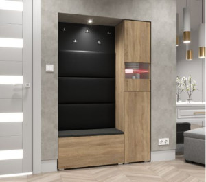 Flur Dielenmöbel Garderobenschrank Dielenschrank Schuhschrank Flurmöbel Set Spiegel  GF84