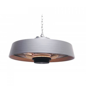 Wenus Hängende Heizlampe Terrassenstrahler- Deckenstrahler - Heizstrahler IR 2000W Silber + Fernbedienung