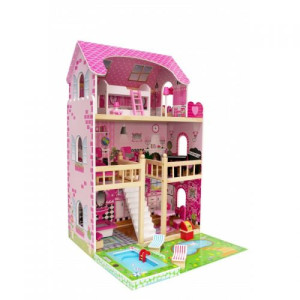 Daria-Puppenhaus aus Holz, mit Möbeln und Zubehör, - Puppenvilla, Kinder Spielzeug für Kinderzimmer und Schlafzimmer für Mädchen