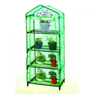 Mini - Gewächshaus für Tomaten oder Blumen zur Aufzucht, mit Gitternetzfolie  für den Garten mit verstellbaren Böden - PVC-Folie