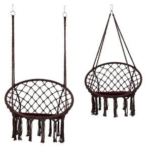 Hängestuhl Hängekorb Hängesessel Hängesitz chwingkorb Hängeschaukel Ø80cm BRAUN