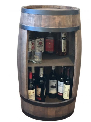 Fass Weinregal, Hausbar, Holz Fassbar 81cm, Weinschrank - Hersteller!