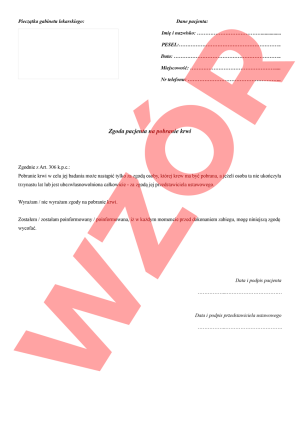 Zgoda pacjenta na pobranie krwi 50 szt.
