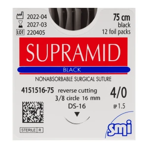 Nici niewchłanialne Supramid 12 szt. SMI (4/0, DS16 - 16 mm)