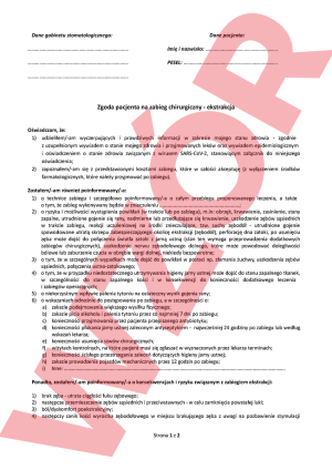 Zgoda pacjenta na zabieg ekstrakcji 50 szt.
