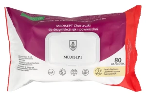 Chusteczki alkoholowe do dezynfekcji rąk i powierzchni Cashmere flow pack 80 szt. Medisept