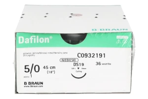 Nici niewchłanialne Dafilon 36 szt. B.Braun (45 cm, 5/0 DS19 - 19 mm)