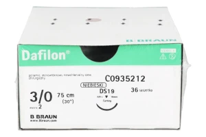 Nici niewchłanialne Dafilon 36 szt. B.Braun (75 cm, 3/0 DS19 - 19 mm)