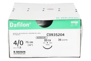 Nici niewchłanialne Dafilon 36 szt. B.Braun (75 cm, 4/0 DS19 - 19 mm)