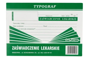 Zaświadczenie lekarskie A6 80 szt. Typograf