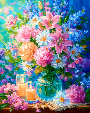 Haft Diamentowy - Pastelowy Bukiet