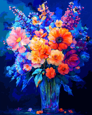 Haft Diamentowy - Neonowy Bukiet