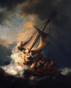 Haft Diamentowy - Rembrandt van Rijn Burza na Jeziorze Galilejskim