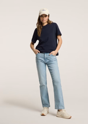 Jeansy straight leg ze średnim stanem