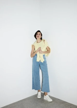 Jeansy wide leg z wysokim stanem