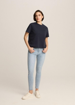 Jeansy slim fit ze średnim stanem