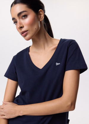 Bawełniany t-shirt z dekoltem w serek
