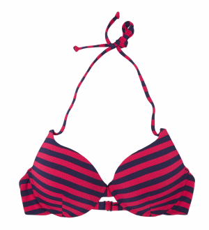 Usztywniana góra bikini w granatowo-różówne paski