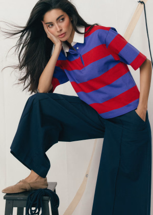 Bawełniana koszulka polo w paski multicolor