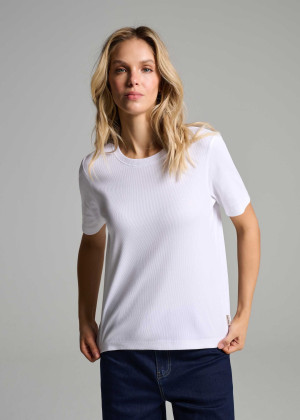 Dopasowany T-shirt damski z ozdobnym wykończeniem