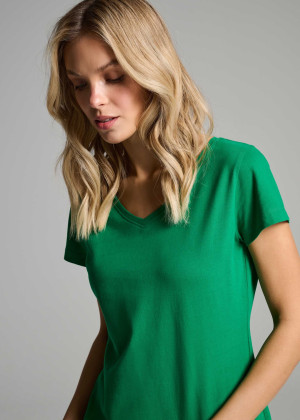 Dopasowany T-shirt z dekoltem w serek