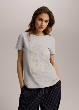 Bawełniany T-shirt damski z aplikacją na przodzie