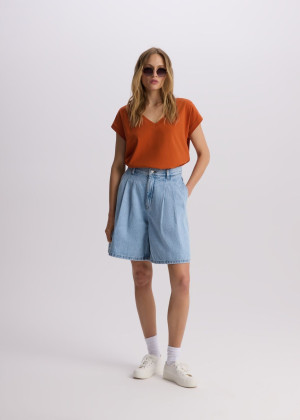 Bawełniany T-shirt damski z domieszką elastanu
