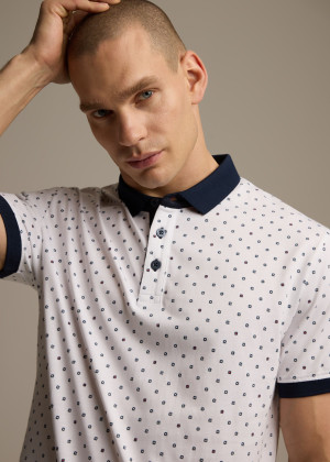 Koszulka męska polo w geometryczny wzór