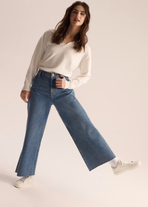 Jeansy damskie wide leg z wysokim stanem