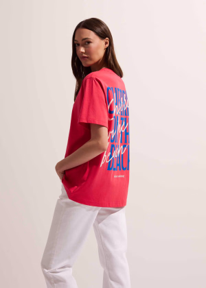 Luźny T-shirt damski z nadrukiem