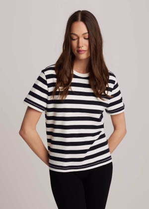 Bawełniany T-shirt damski w paski